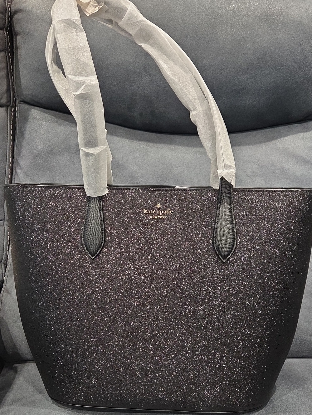 kate spade Black Glitter Tote NWT